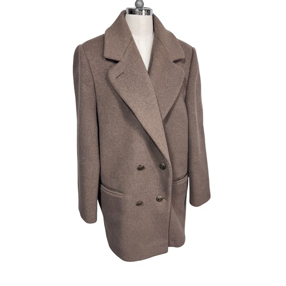 J.G. Hook Vintage Wool Overcoat Brown Double‎ Breasted USA Minimalist Lagenlook - Picture 1 of 10